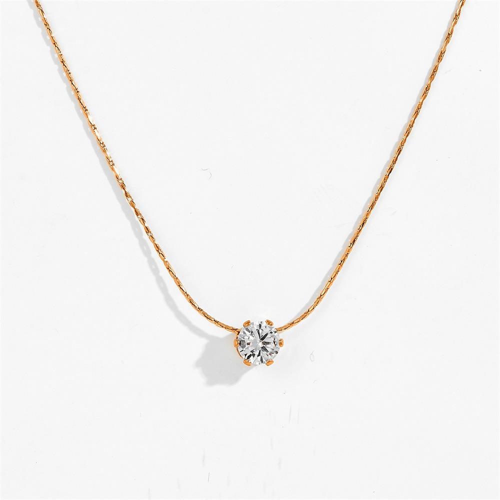 

Simple Pendant Necklace Titanium Steel Chain Necklace Fashion Zirconia Necklace for Woman rose gold