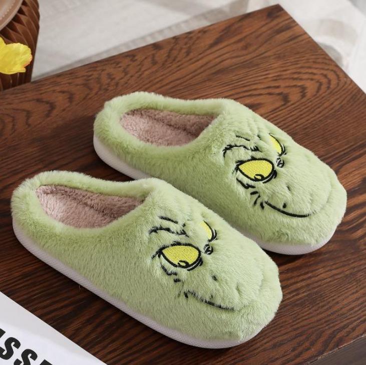 Juletøfler i bomull for menn og kvinner hjemme, vintervarme innendørs ulltøfler