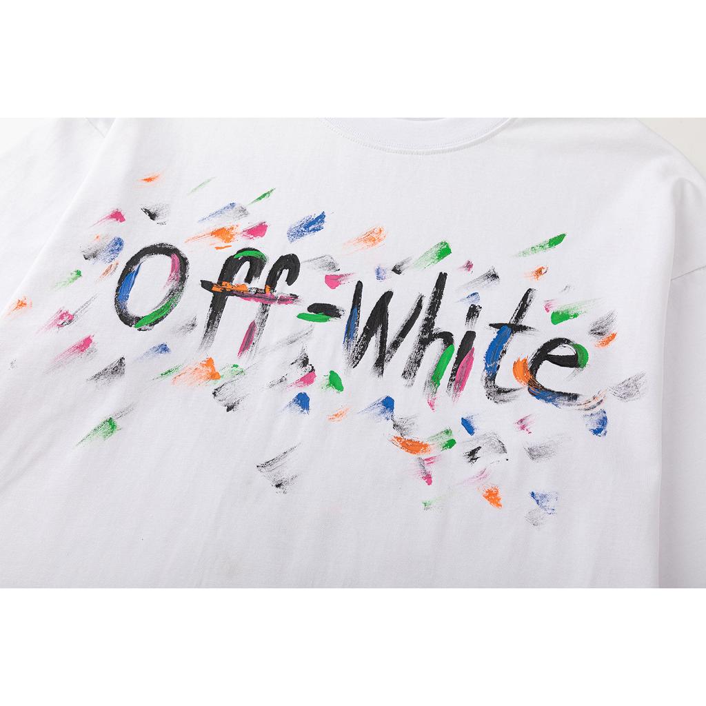 9068 Off-White 2026 Spring/Summer New Colorful Letter Arrow Pattern Round Neck Hooded Short Sleeved Men's and Women's T-shirts