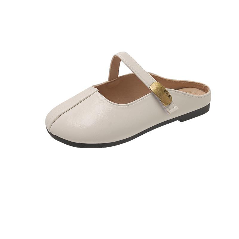 Retro flat-bottomed silver bag head half-drag women's outer wear 2025 summer new half-tray single shoes one pedal lazy sandals