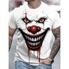 Goth Halloween 3D Printed Men's T Shirt Horror Joker Skull Round Neck Short Sleeved Unisex T-shirt Tops Man Tee