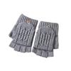 Men's half-finger flip gloves, covered gloves, sheep wool gloves, knitted thickened thermal and fleece finger gloves