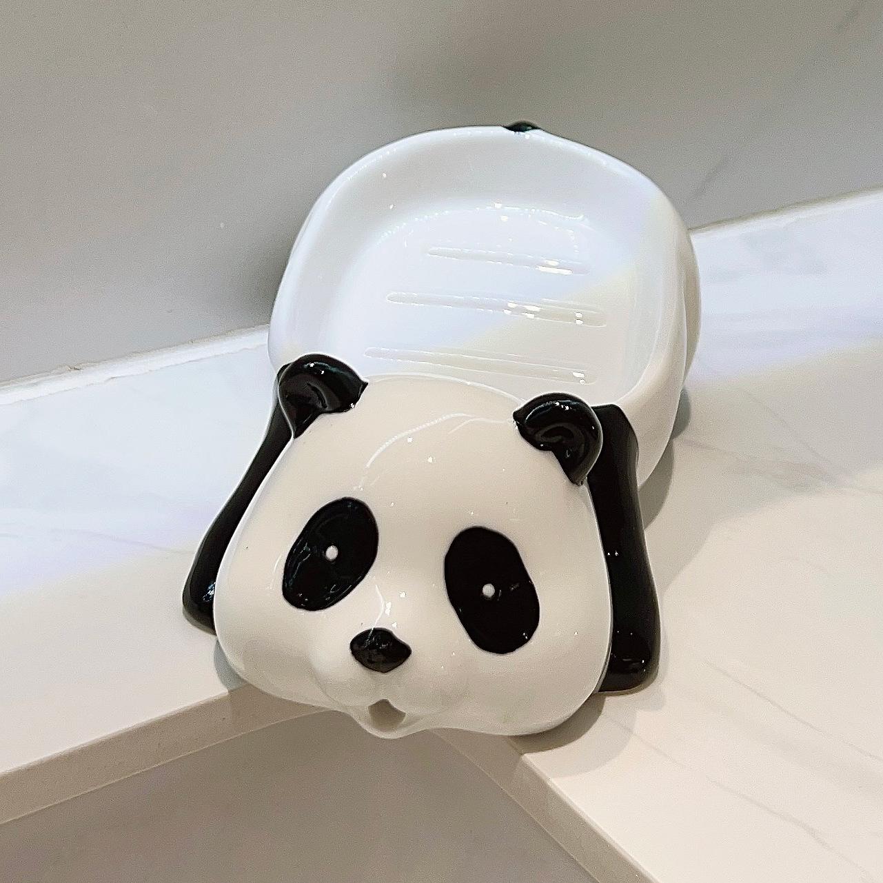 

Креативная мыльница-слив в виде панды без скопления воды, стоящая, без сверления, для ванной комнаты, туалета, дома