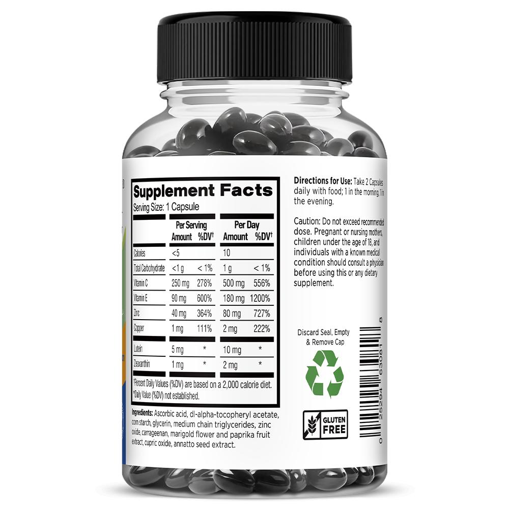 Lutein Dietary Supplement, With Zeaxanthin, Vitamin C, Vitamin E, Zinc, 120 Softgels