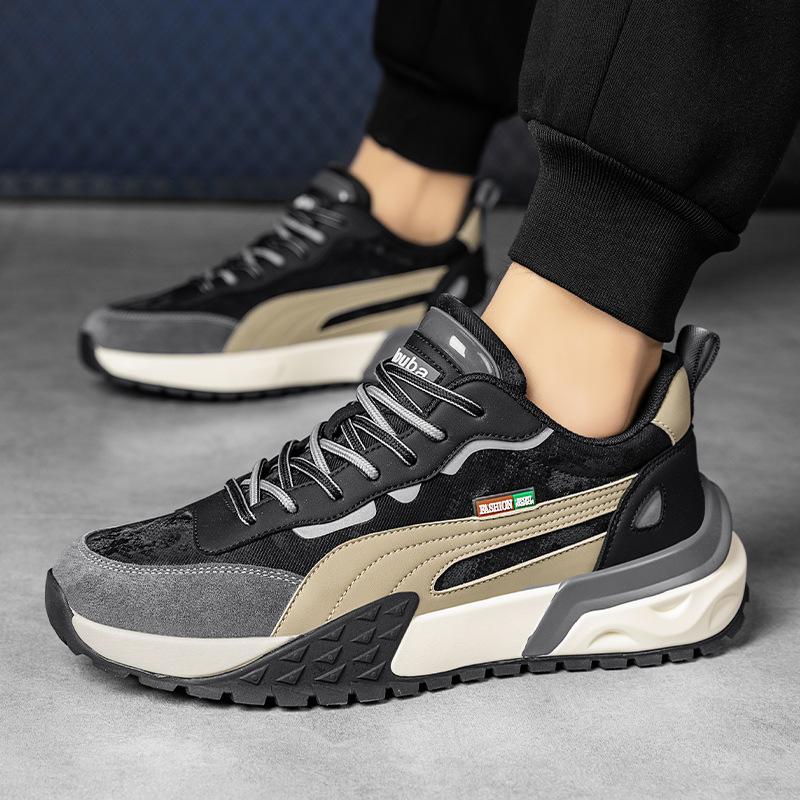 Men's Shoes Trend Versatile High Quality Leather Sports Casual Running Shoes Comfortable Heightening Dad Trendy Shoes