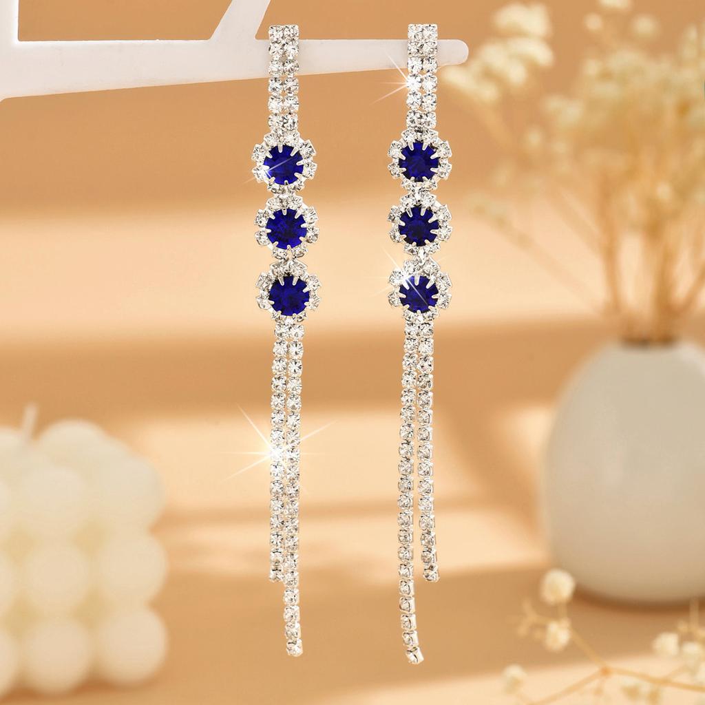 Diamond Claw Chain Long Fringed Earrings Fashionable High-End Stud Earrings Niche Temperament Elegant Earrings Women