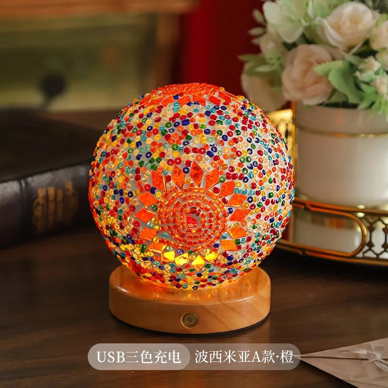 Small Night Light Mosaic Desk Lamp Light Luxury Petal Ornament Lamp