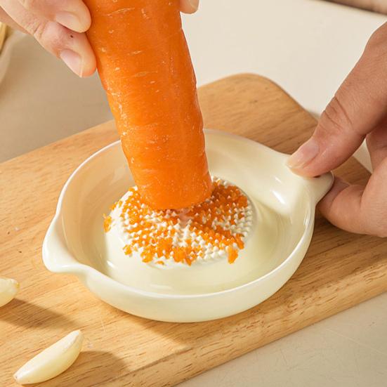 2Pcs Ceramic Grater Plate Set Ceramic Ginger Garlic Grater Plates with Olecranon Diversion Port Multipurpose Grinders for Juice Control