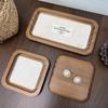 Walnut Jewelry Tray: Pearl Necklace Storage & Linen-Style Display Stand for Props & Photography