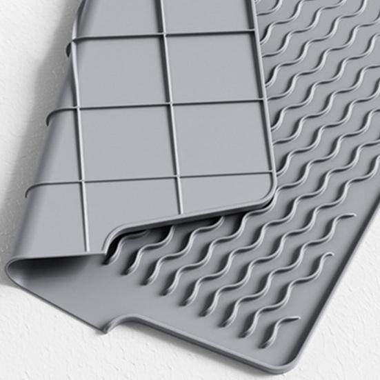 Silicone Drain Mat Nordic Style Heat-Resistant Rectangular Shape Sloped Design Non-slip Dish Drying Mat Kitchen Accessory