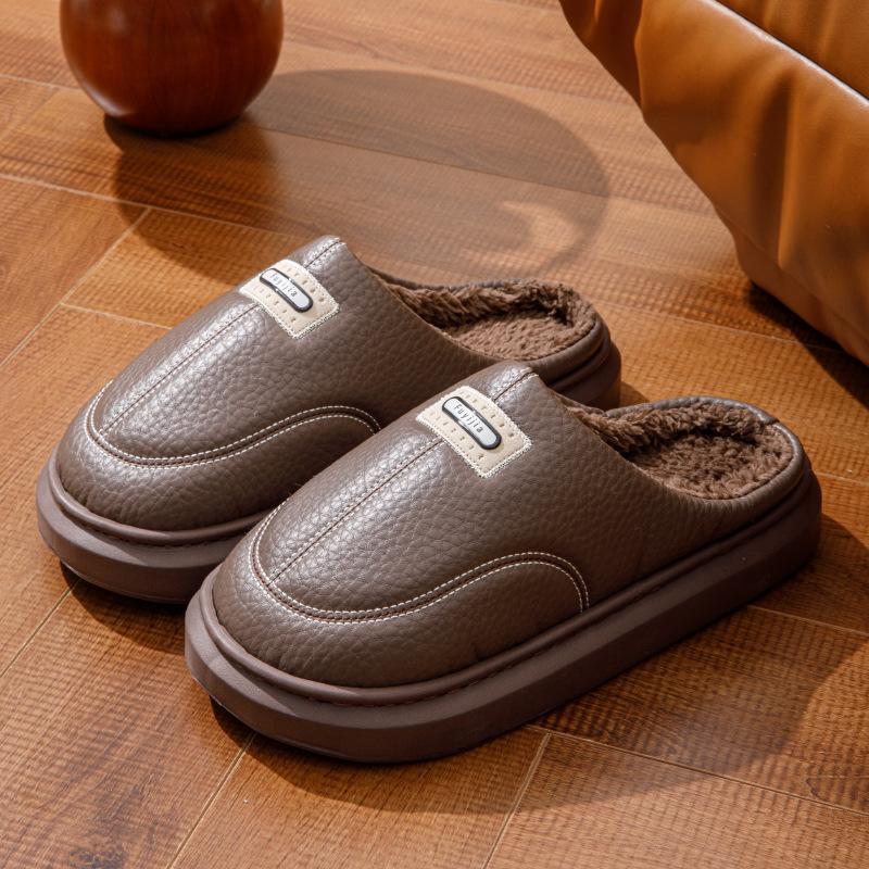 Winter new cotton slippers men's extra large size home interior non-slip warm thick bottom piled thickened cotton slippers men