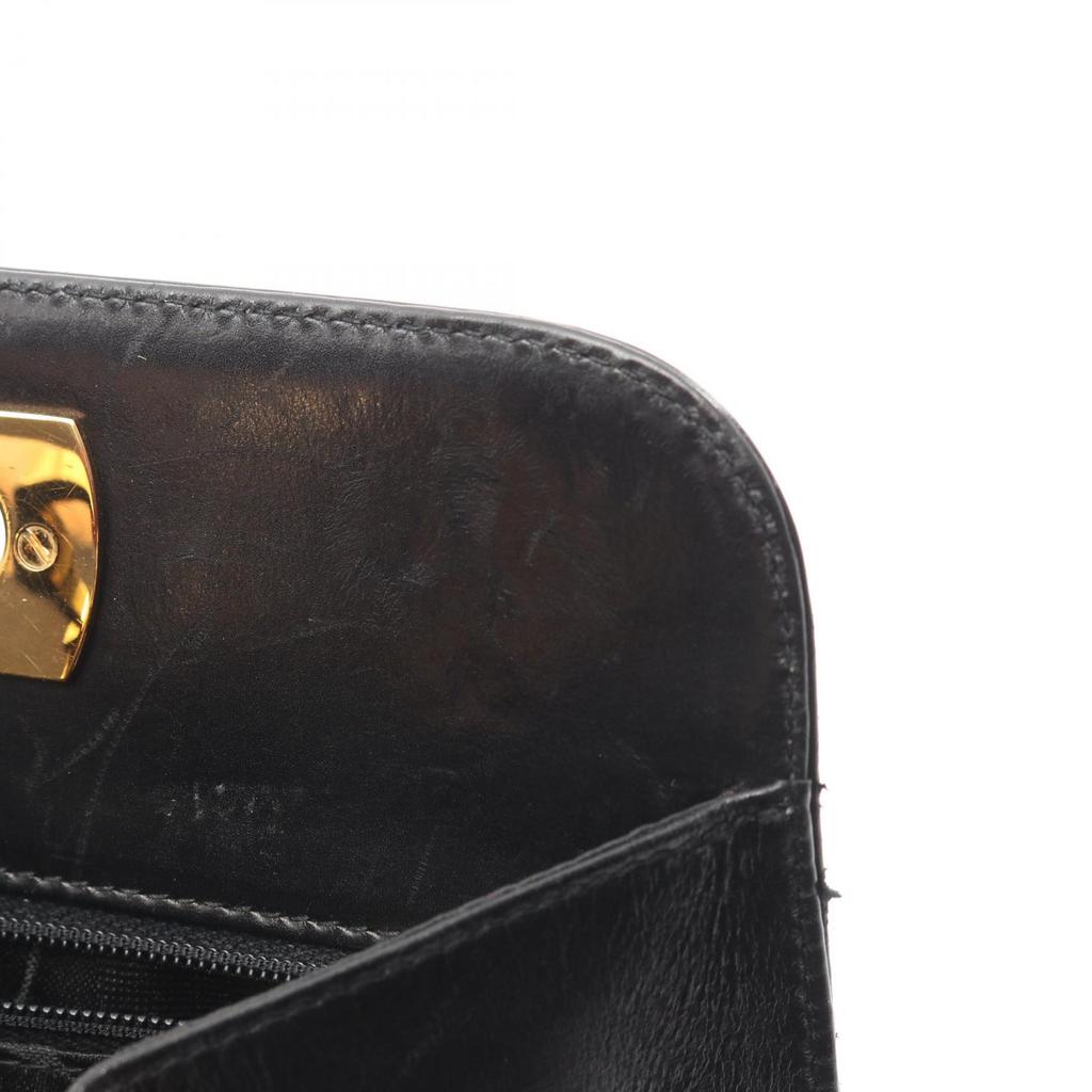 Used Salvatore Ferragamo Gancini Shoulder Bag leather Black Used Women