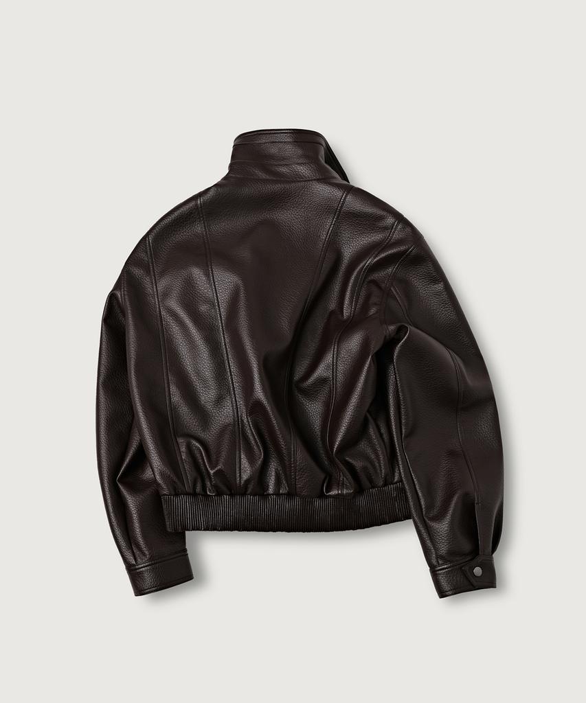 MOOD INSIDE Compact Leather Blouson_Brown
