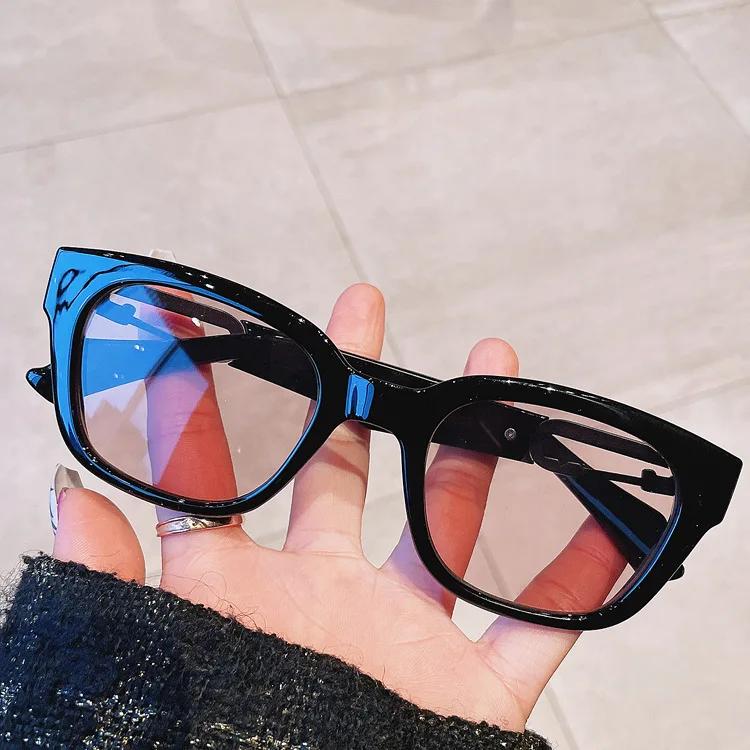 Unique Blue Square Rivet Sunglasses Women  Brand Rectangle Metal Sun Glasses Trendy Hollow Out Frame Men Shade Eyewear Uv400