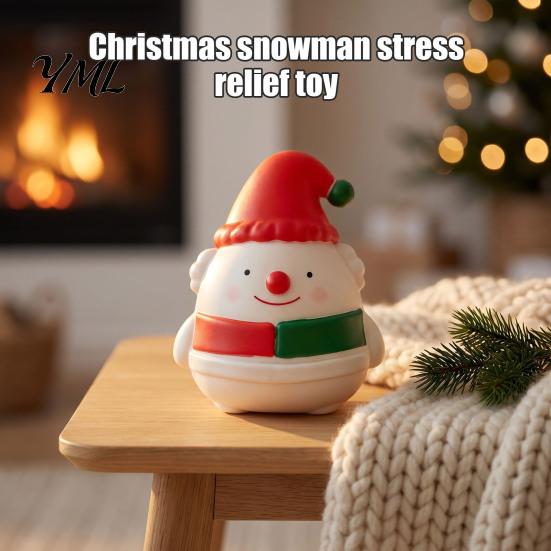 Hand Therapy Exercisers Christmas Snowman Squeeze Toy, Stress Relief Cute Fidget Sensory Toys Figurine, Stocking Stuffer Party Favor, Gift for