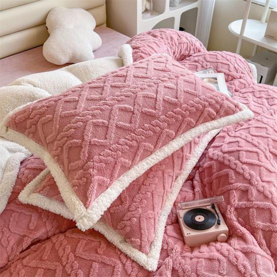 Plush Pillow Cover Winter Warm Pillow Cover Double-Sided Fuzzy Pillowcase Pillow Protector for Bedroom Dormitory Decoration