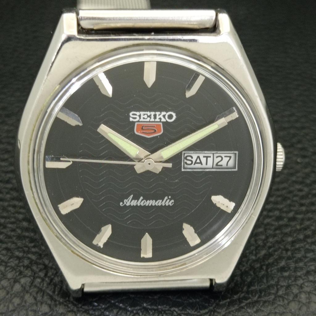 Seiko 5 AUTOMATIC 6319A JAPAN MENS VINTAGE BLACK COLOR DIAL WATCH A701534-5 R206b-a701534