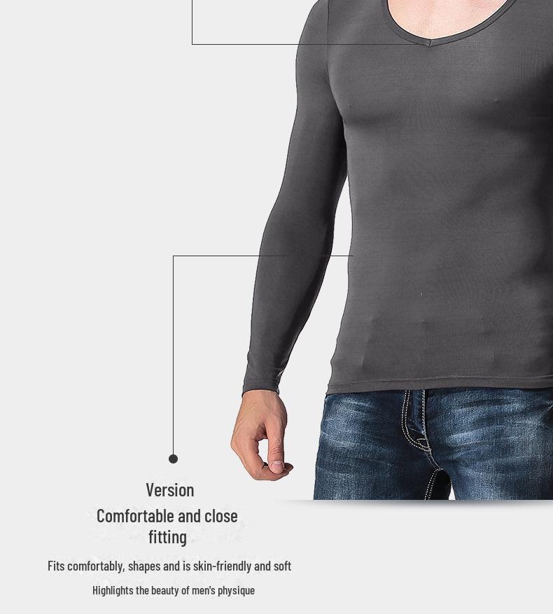 Herren Slim Fit Langarm Thermische V-Ausschnitt und Rundhals Tops