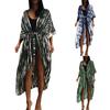 Women's Fashion Chiffon Printed Cardigan Loose Five-Part Sleeve Beach Cover-Ups