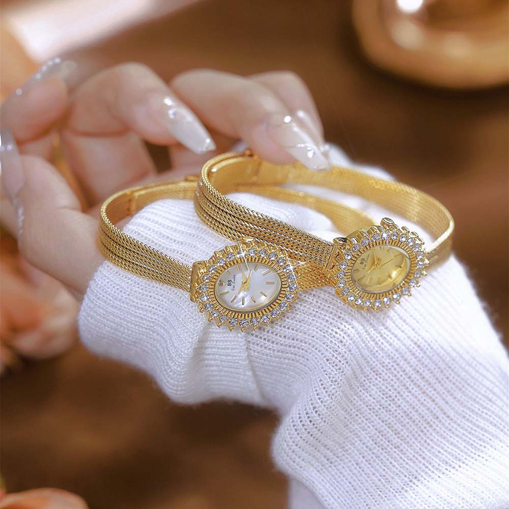 BS New Women's Quartz Watch Vintage Light - Luxury Jewelry Wheat Ear Strap Watch Elegant Sunflower Women's Watch Gift For Lady