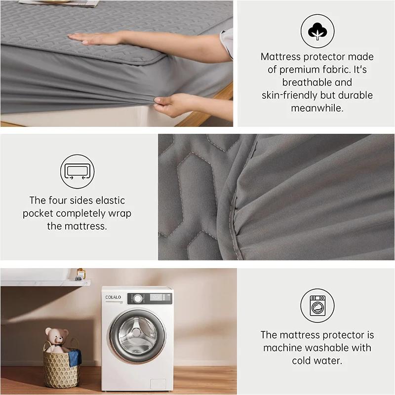 Funda Protectora de Colchón Impermeable Segura Suave Cómoda Transpirable Estampada Ropa de Cama Cubre Colchón Ajustable Lavable a Máquina