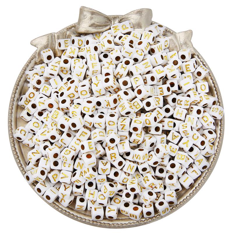 

Акриловые бусины-алфавит 5x5 мм - Квадратные, английские буквы для DIY украшений и браслетов 18g/pack Approx. 200 pieces
