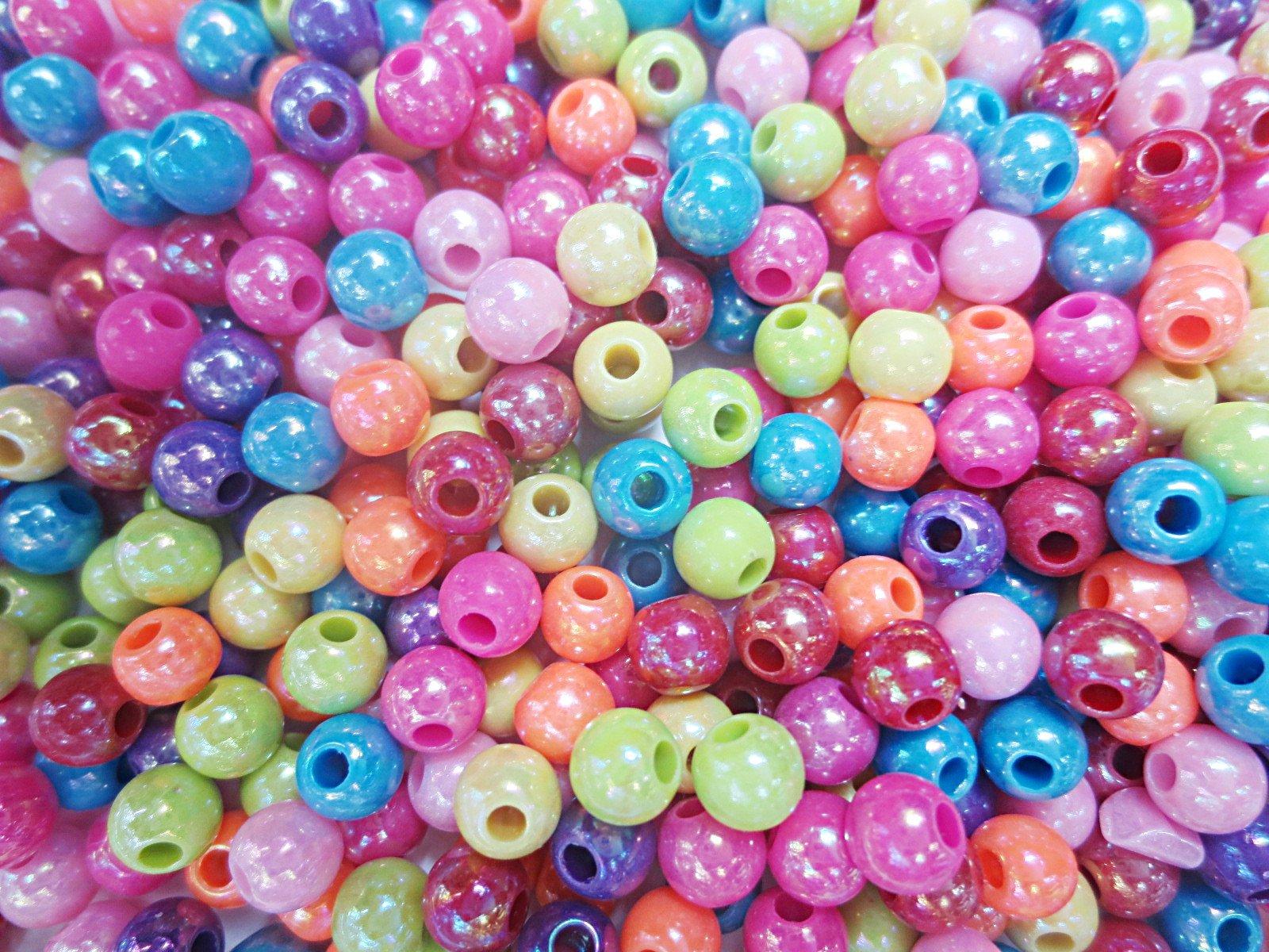 

500 pieces acrylic beads Aurora 6mm colorful mix jewelry making Huey miscellaneous goods