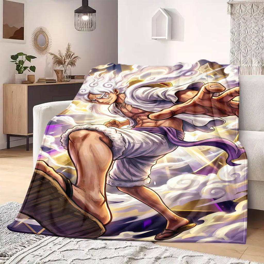 OnePiece Anime Print Blanket Warm Comfortable Flannel Blanket Suitable for Bedrooms, Sofas, Beds, Chairs, Picnics, Travel