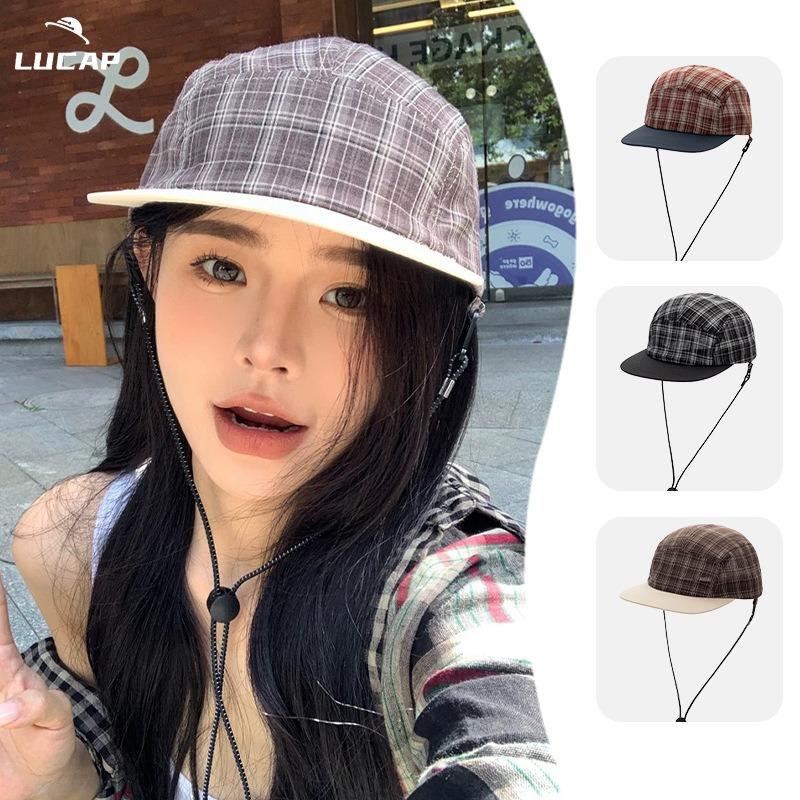 Quick-drying baseball cap retro mesh cap nylon windbreak rope light and breathable outdoor quick-drying flat-brimmed baseball cap