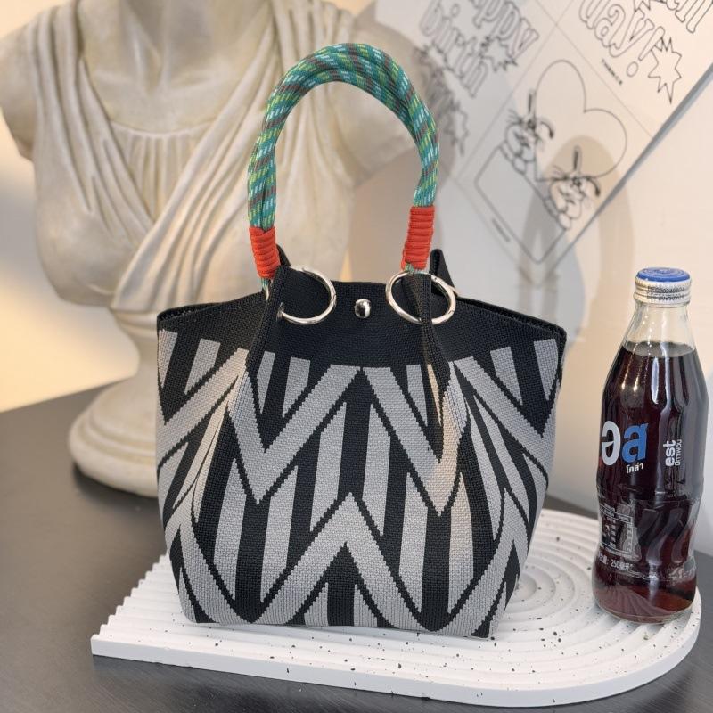 Market general knitted ring buckle bag portable work out large capacity handbag commuting small square bag storage bag