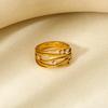 ins French light luxury irregular hollow zircon multi-layer ring stainless steel plated 18k gold waterproof ring women