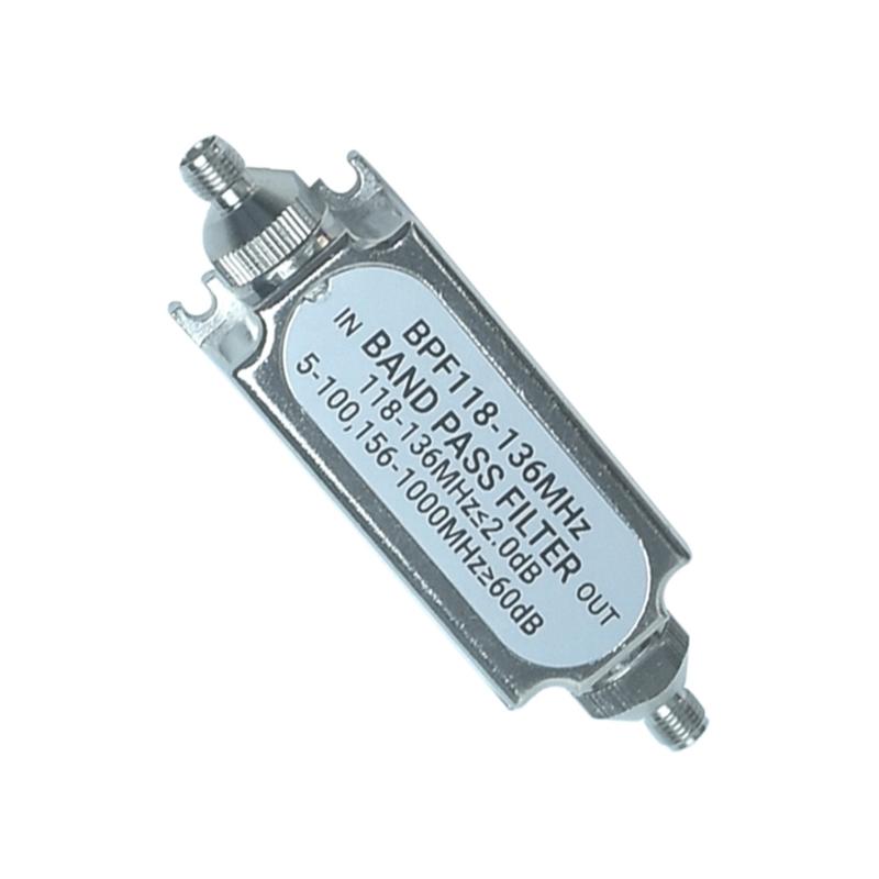 SMA BPF118 BPF118-136MHz Metal Bandpass Filter Easy Connection for Aeronautical Air Frequency Band