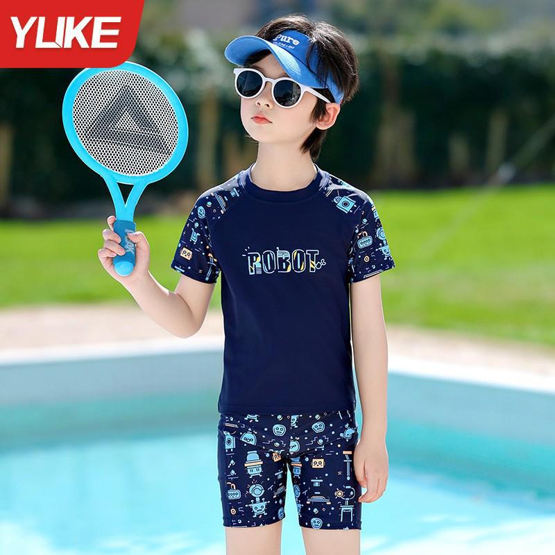 Boys' Two-Piece Swimwear Set 2025: Quick-Dry, Sun-Protective Swim Trunks for Kids