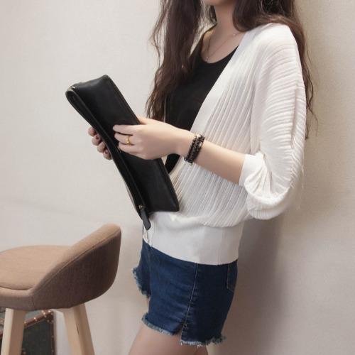 Spring Summer Lantern Sleeve Women Shawl Coat Ice Silk Cover Up Loose Korean Sun Protection Air Conditioning Knit Cardigan Thin