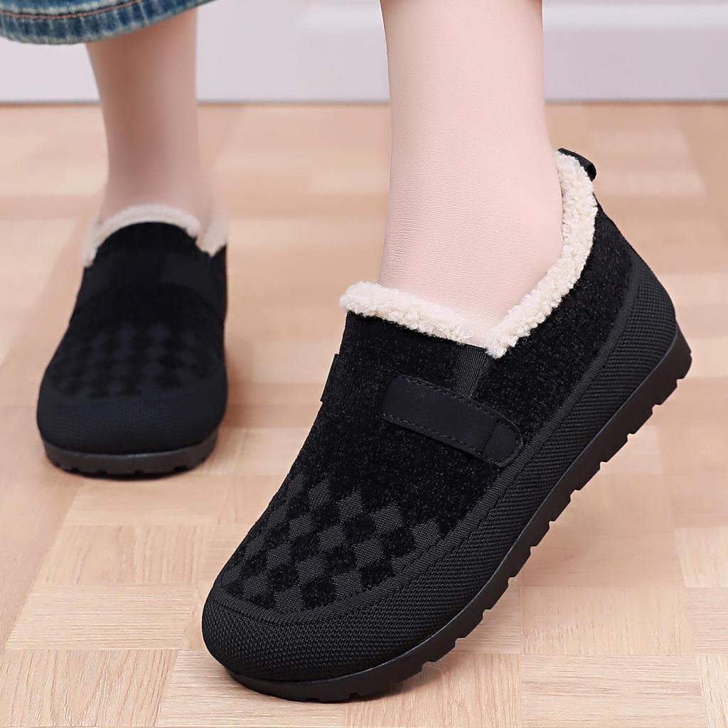 Women's Fleece-Lined Slip-On Short Boots for Middle-Aged and Elderly - Warm, Cold-Proof, Versatile Snow Cotton Footwear