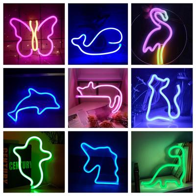 Animal Series Neon LED Decorative Lights - Butterfly, Kitten & Unicorn String Lights for Bedroom Décor