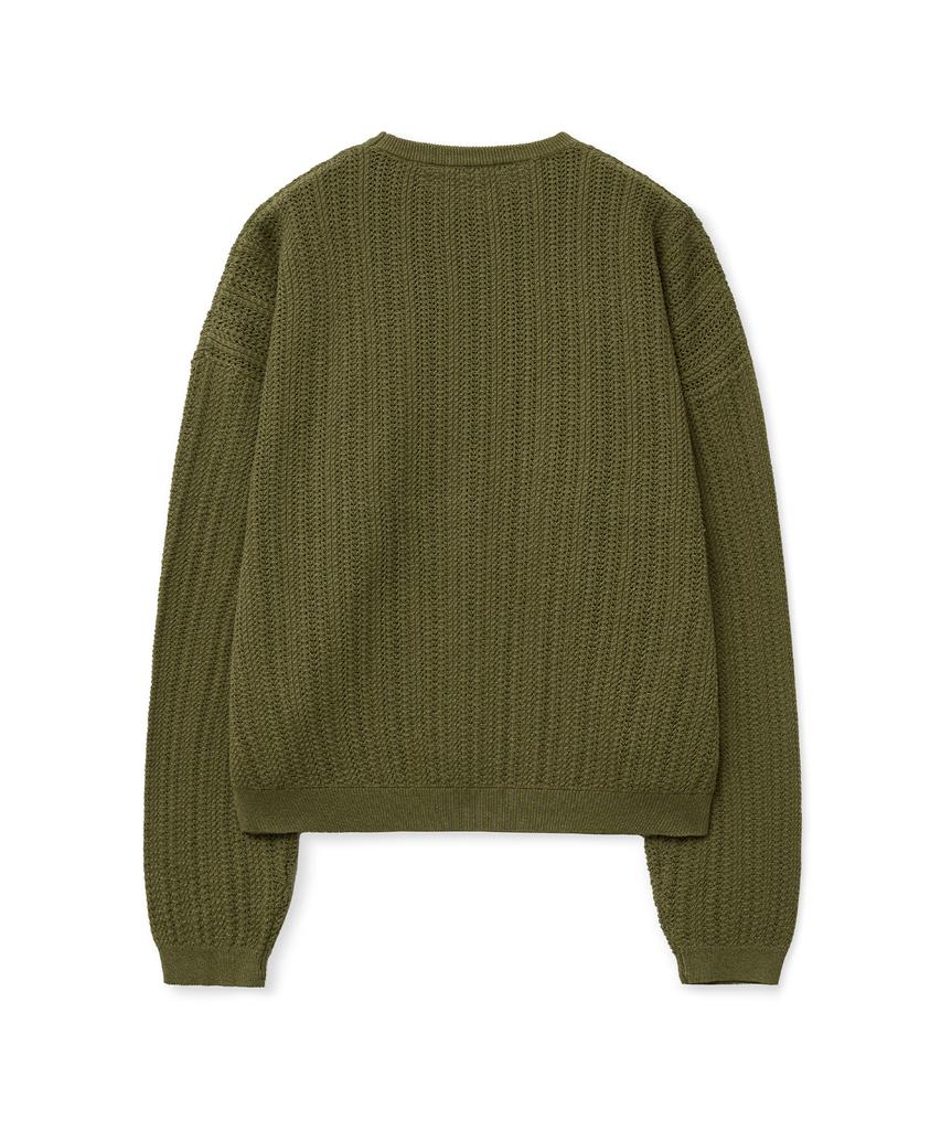 STANDARDERROR 87-Stan190 Country Oversized Color Block Lettering Knit Khaki