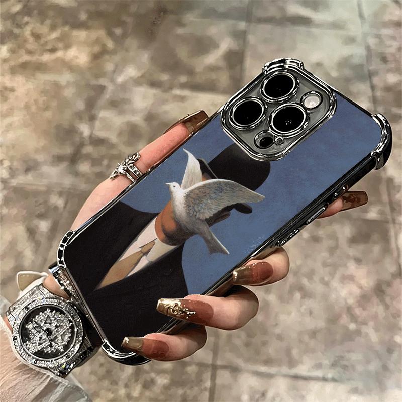 Rene Magritte Art Soft Phone Case For iPhone 15 16 17 Air 14 Pro Max 16E Plus 13 12 Mini Plating Anti-Fall Fundas