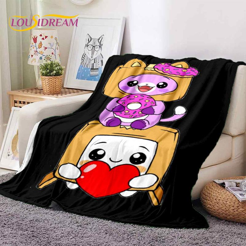 

3D Lankybox Cute Happy Boxy Foxy Rocky Soft Flannel Blankets,Throw Blanket Comfortable Blanket for Picnic Beds Sofa Home Bedroom 75x90cm