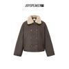 JOY SPEAKER Damen Stehkragen Faux PU Dick Gepolsterte Jacke