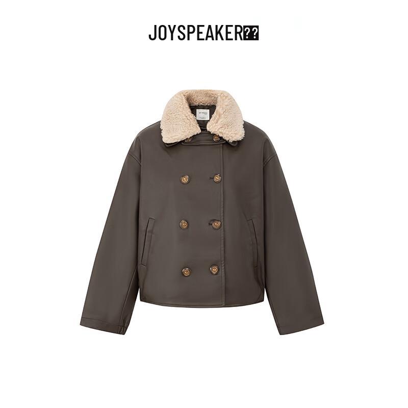 JOY SPEAKER Women's High-Neck Faux PU Thick Padded Jacket