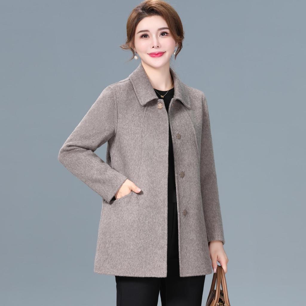 Double-Sided Cashmere Coat for Women - High-End Pure Wool Autumn & Winter Outerwear, Short Mid-Aged Women's Jacket