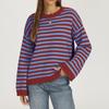 Women's Casual Striped Round Neck Long Sleeve Pullover Sweater for Everyday Wear