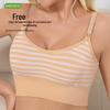 Seamless European-American Nursing Bra: Wire-Free, Striped, Color Block, Double Layer, No Pads, Perfect for Postpartum Support