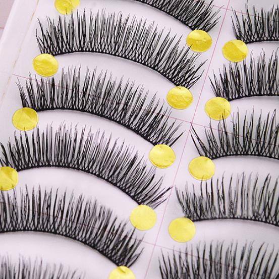10 Par Handgjorda Långa Tjocka Korsande Lösögonfransar Smink Ögonfransar Förlängning