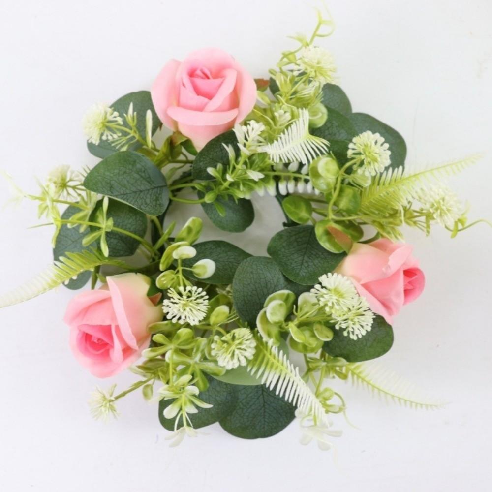 Rose Pillar Candle Holder Exquisite Eucalyptus Leaf Candlestick Wreath Candle Holder Party