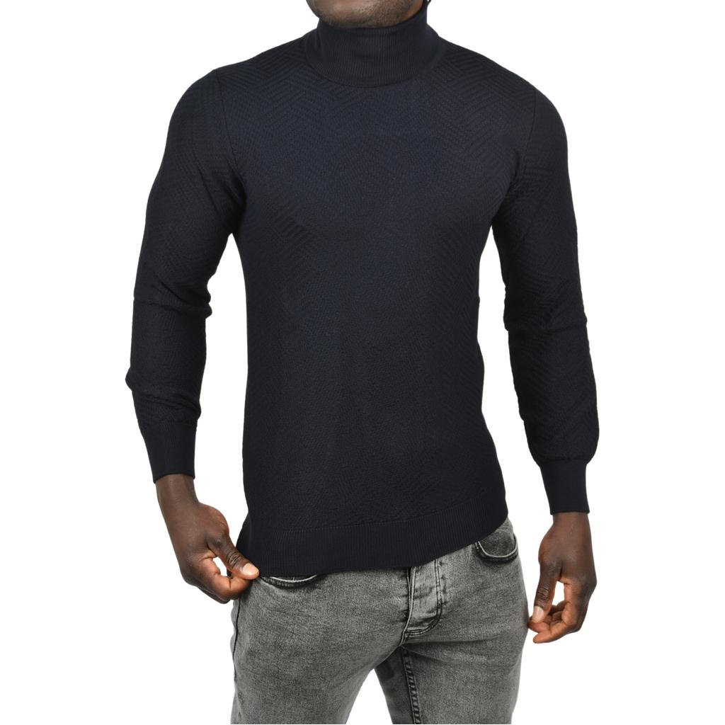 DeepSEA  Desenli Dar Kesim Tam Balıkçı Yaka Triko Boğazlı Kazak 2505510