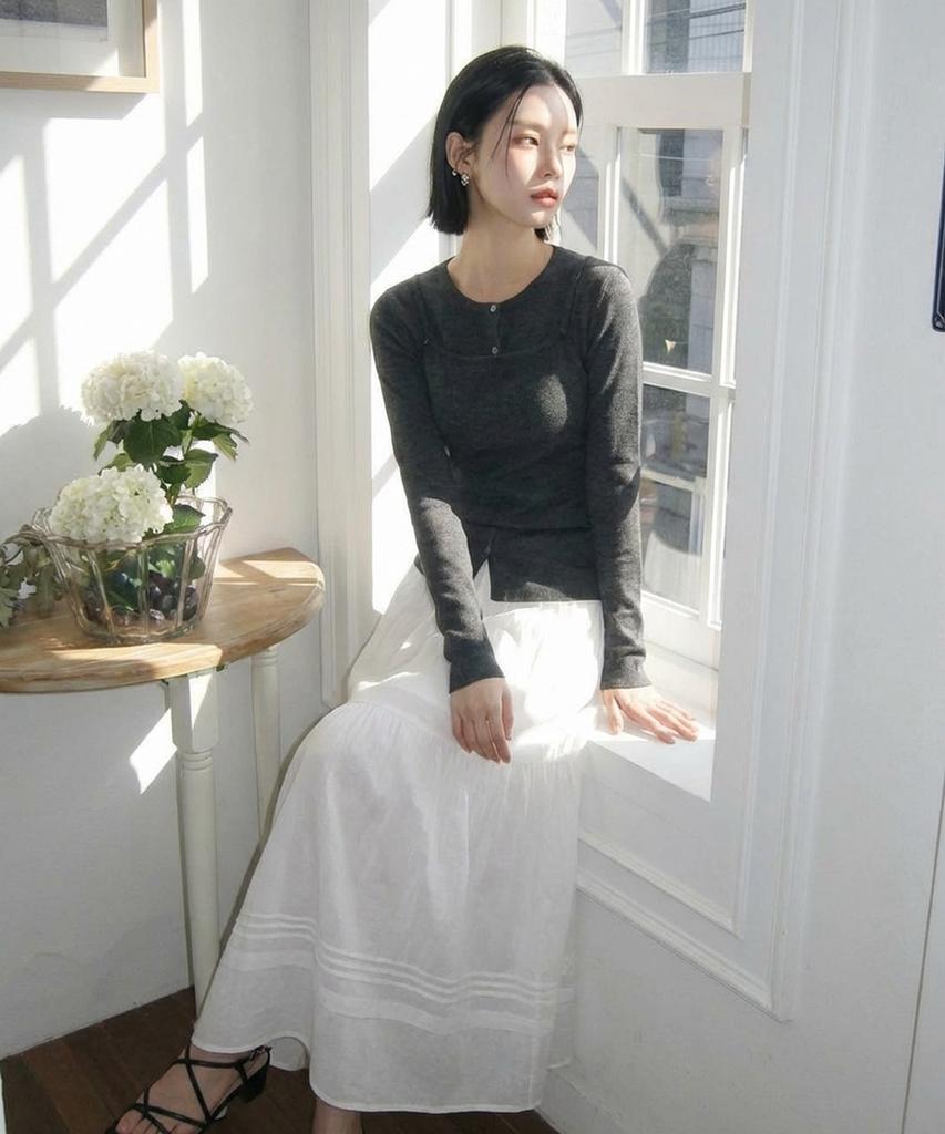 Metapeo Met Daily Layered Merino Wool Blended Knit Set Cha