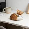 Simulated Fox Model Realistic Artificial Fur Sleeping Fox Figurine Mini Animal Statue Home Office Decoration Ornament Animal Lovers Gift