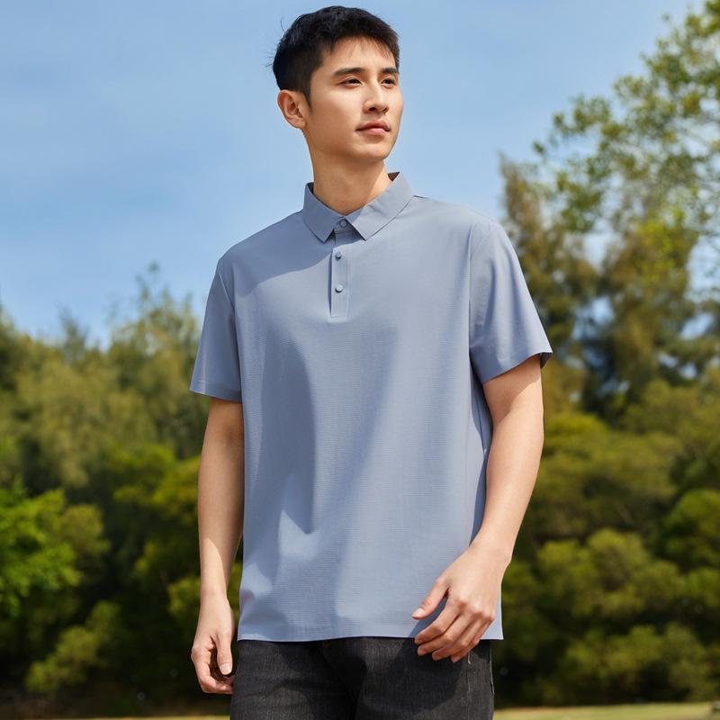Unisex Summer Ice Silk Polo Shirt, Short Sleeve, Elastic Business-Casual, Custom Logo Option